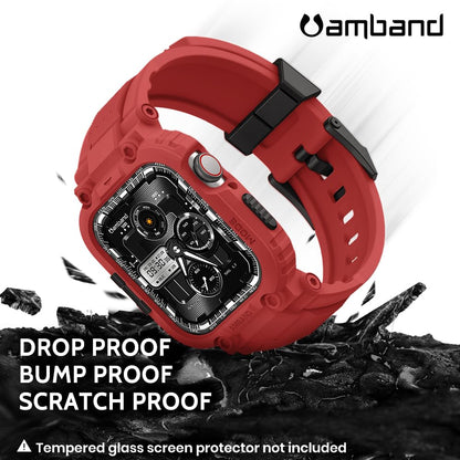 amBand Bands Compatible with Apple Watch 9/8/7 45mm, M1 Sport Series Rugged Case Protective Cover for iWatch 6/SE (3/2/1)/5/4/3 44mm Men Green