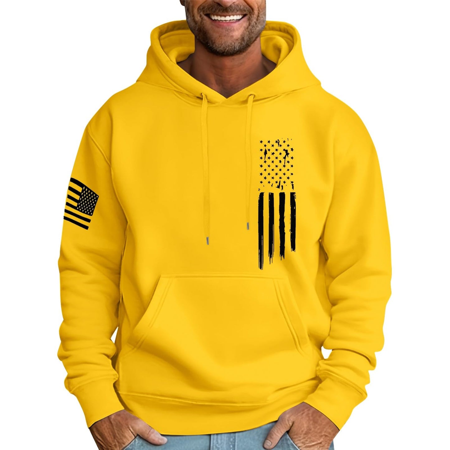 Ymosrh Mens Patriotic Hoodies USA Flag Print Hooded Sweatshirt Pullover Casual Fashion Hoodie, M-6XL