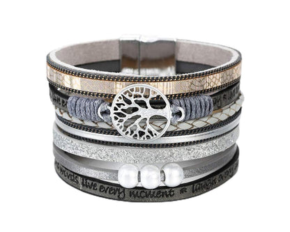 Fesciory Leather Wrap Bracelets for Women, Boho Western Layered Jewelry | Layered leather cuff bracelets, Easy on and off, Boho western style, Daily wear, Gift for women
