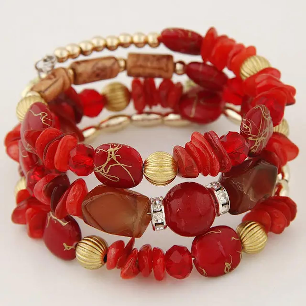 Women Beaded Bracelet Set | Colorful Boho Stackable Trendy Design with Crystal Accents Multilayer Bangle Bracelet | Fashion Stretch Braclets Jewelry for Women