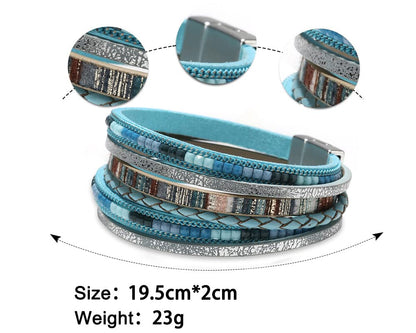 Fesciory Leather Wrap Bracelets for Women, Boho Western Layered Jewelry | Layered leather cuff bracelets, Easy on and off, Boho western style, Daily wear, Gift for women