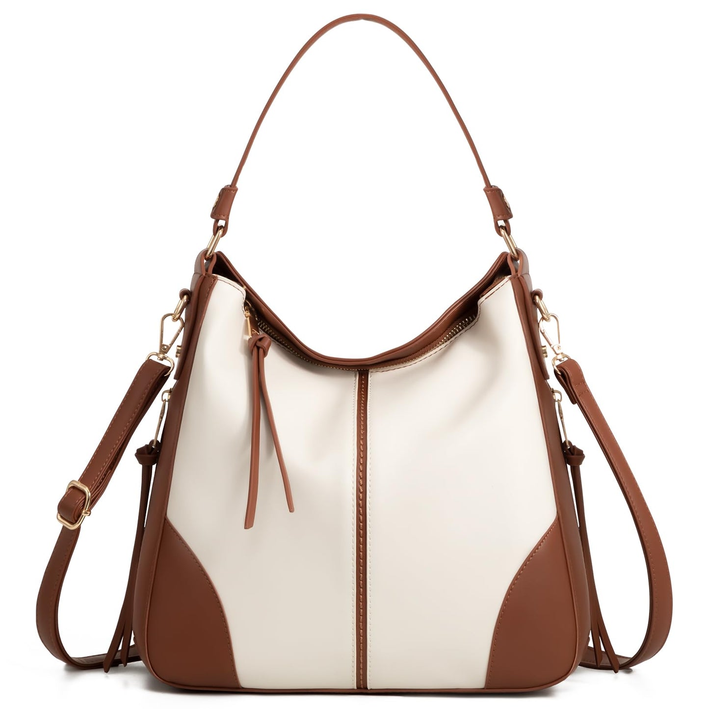 Realer Hobo Crossbody Bags for Women Designer Faux Leather Hobo Handbags Retro Large Size Shoulder Bag Bucket Purse