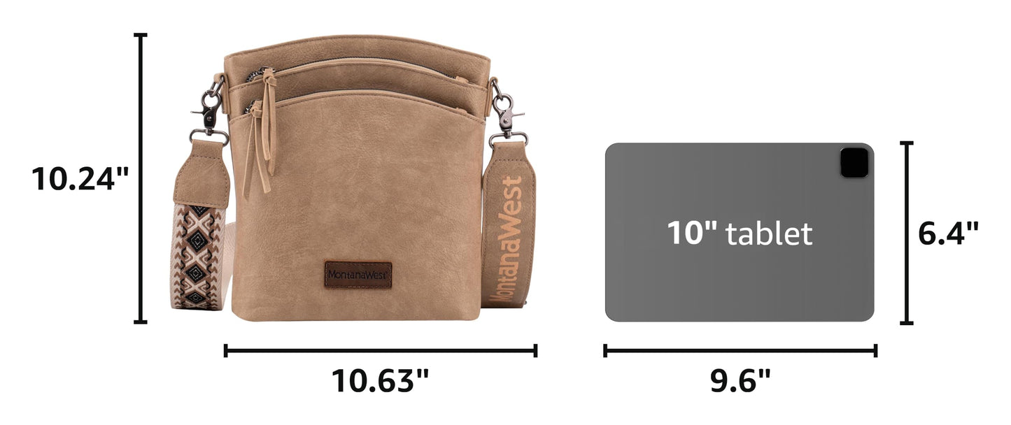 Montana West Multi Zip Pocket Crossbody Bag With Guitar Strap