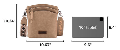 Montana West Multi Zip Pocket Crossbody Bag With Guitar Strap