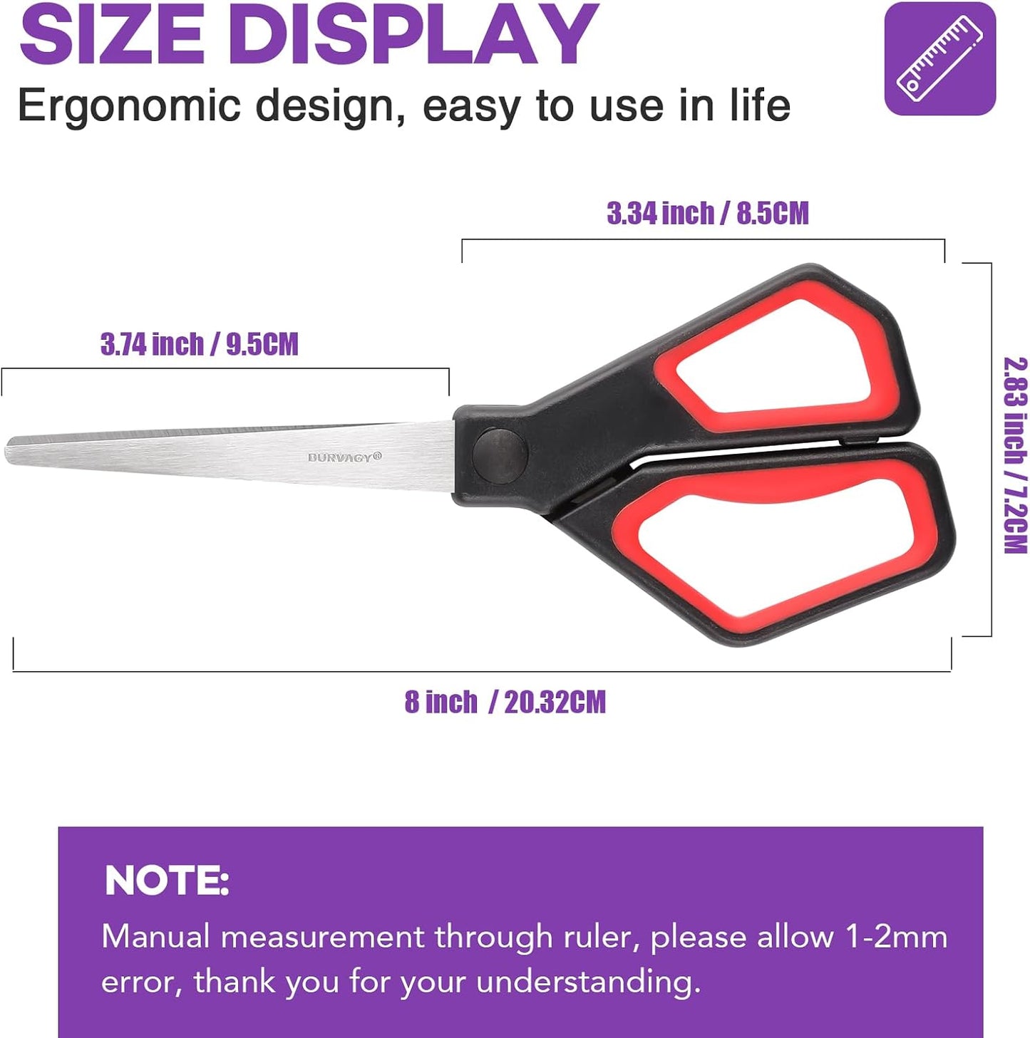 BURVAGY 30Pack 8" Scissors All Purpose, Heavy Duty Scissors with Ultra Sharp Blades Comfort Grip Handles - For Office Home School Sewing Fabric Crafts, High/Middle School Student Teacher Scissor
