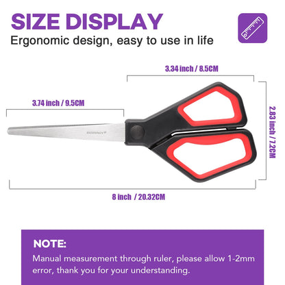 BURVAGY 30Pack 8" Scissors All Purpose, Heavy Duty Scissors with Ultra Sharp Blades Comfort Grip Handles - For Office Home School Sewing Fabric Crafts, High/Middle School Student Teacher Scissor