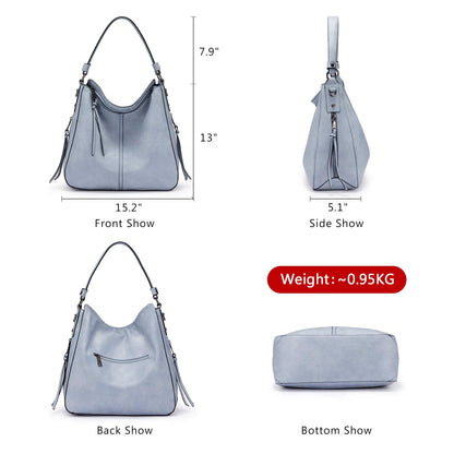 Realer Hobo Crossbody Bags for Women Designer Faux Leather Hobo Handbags Retro Large Size Shoulder Bag Bucket Purse