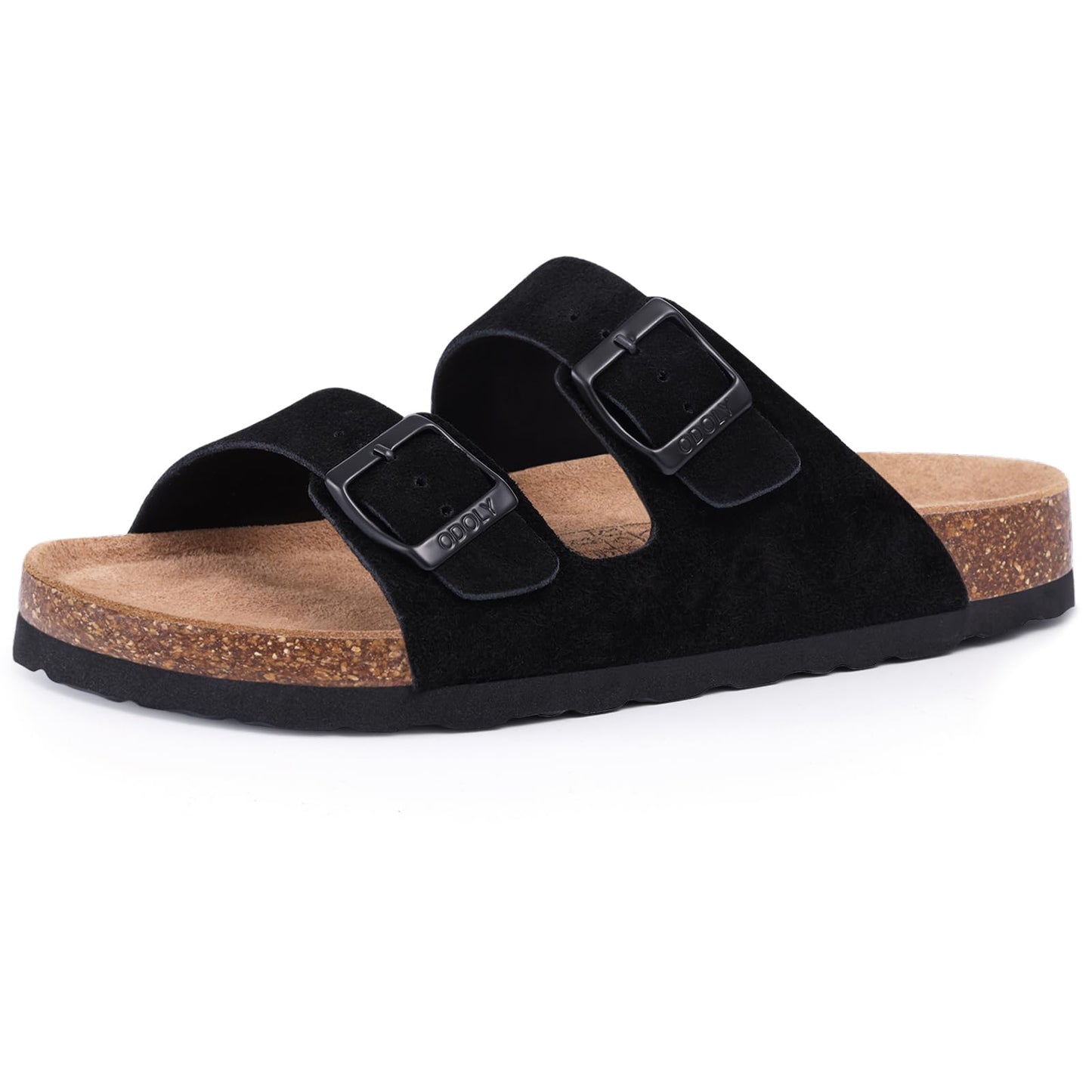 ODOLY Unisex Comfortable Cork Footbed Slide Sandals with Arch Support | Adjustable Buckle, Lightweight Summer Sandals for Travel and Everyday Wear