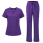 floralhue Scrubs for Women, V-Neck Straight Leg Pants with 12 Pockets | Slit Hem Cargo Pant Storage, Yoga Waistband, Water Resistance, For Nurses, Clinics, Long Shifts, Daily Medical Uniforms
