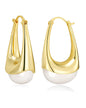 SNGIA Long Oval Chunky Dangle 18K Gold Plated Hoops with Colored Resin Gemstone Statement Earrings for Women, (Green, Brown, Light blue, Dark Blue), Bold Drop Handmade Exaggerated Irregular Trendy Bohemian Jewelry Gifts, Unique Dangling Teardrop Baroque S