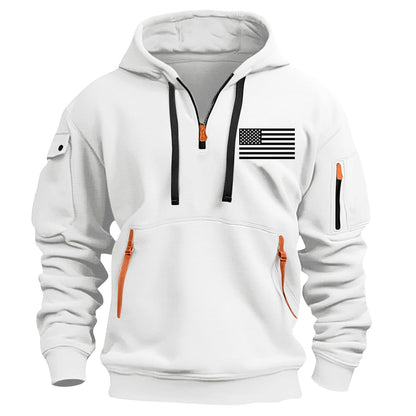 RTTUIOP Hoodies for Men Quarter Zip Pullover Tactical Sweatshirt Vintage Long Sleeve Casual Fashion Hoodie With Pockets