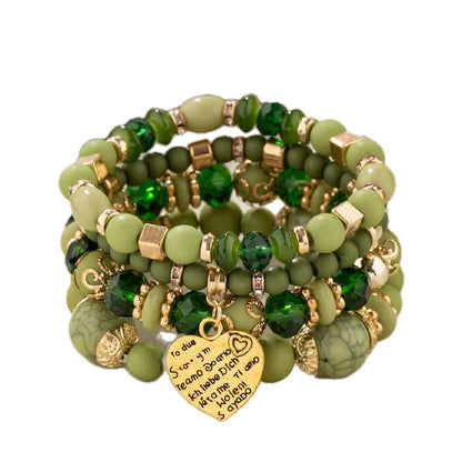 Women Beaded Bracelet Set | Colorful Boho Stackable Trendy Design with Crystal Accents Multilayer Bangle Bracelet | Fashion Stretch Braclets Jewelry for Women
