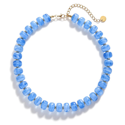 Chunky Beaded Choker Necklace for Women Summer Beach Acrylic Beads Necklaces Trendy Boho Statement Colorful Necklace Jewelry Accessories