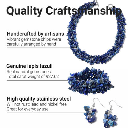 Shop LC Gemstone Chips Necklace, Bracelet & Earrings Set Jewelry for Women