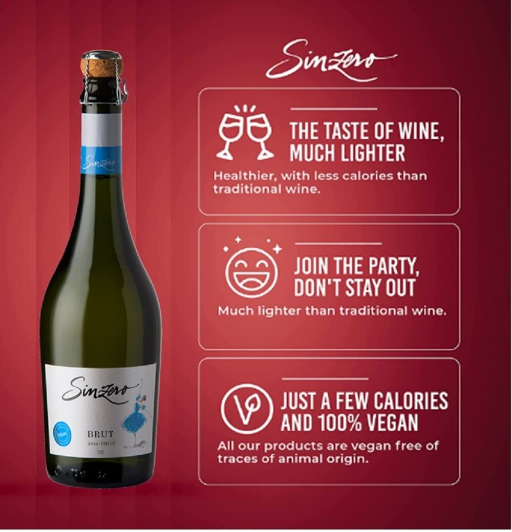 SINZERO - Cabernet Sauvignon - 750 ml 6 Pack - Non-alcoholic red wine - Aged in French oak for smooth rich flavor - Low calories, vegan friendly - Made in Chile