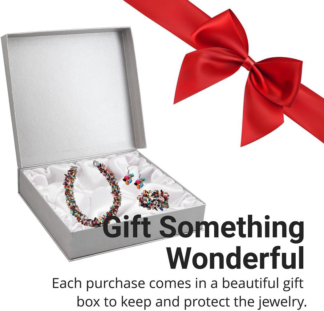 Shop LC Gemstone Chips Necklace, Bracelet & Earrings Set Jewelry for Women
