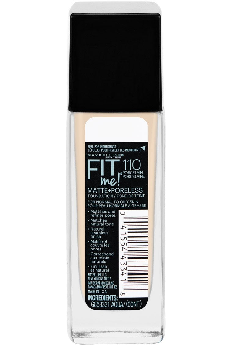 Maybelline Fit Me Matte + Poreless Liquid Oil-Free Foundation Makeup, Mocha, 1 Count (Packaging May Vary)