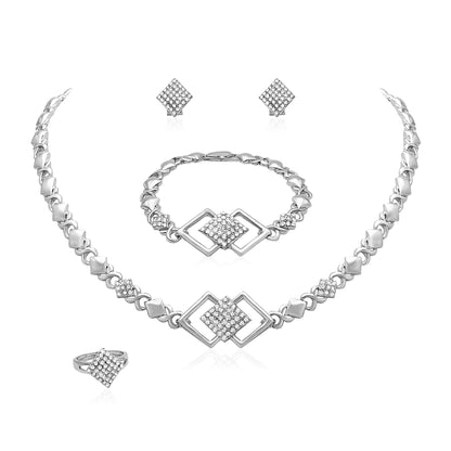 SYHOL Gold Jewelry Sets for Women 18K Gold/Silver Filled Jewelry Necklace Set Wedding Bridal Fashion Jewelry Sets Women Accessories Bracelets Earrings and Rings Sweetheart Gifts
