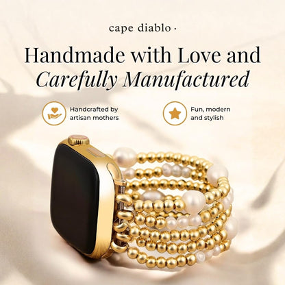 Cape Diablo Handmade Gemstone Watch Band for Women Compatible with Apple Watch 38mm 40mm 41mm 42mm 44mm 45mm, Boho Stretchable Strap Fits for iWatch Series 11/10/9/8/7/6/5/4/3/2/1 SE 3/2/1