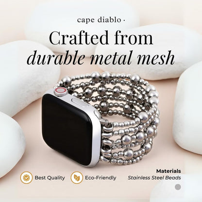 Cape Diablo Handmade Gemstone Watch Band for Women Compatible with Apple Watch 38mm 40mm 41mm 42mm 44mm 45mm, Boho Stretchable Strap Fits for iWatch Series 11/10/9/8/7/6/5/4/3/2/1 SE 3/2/1
