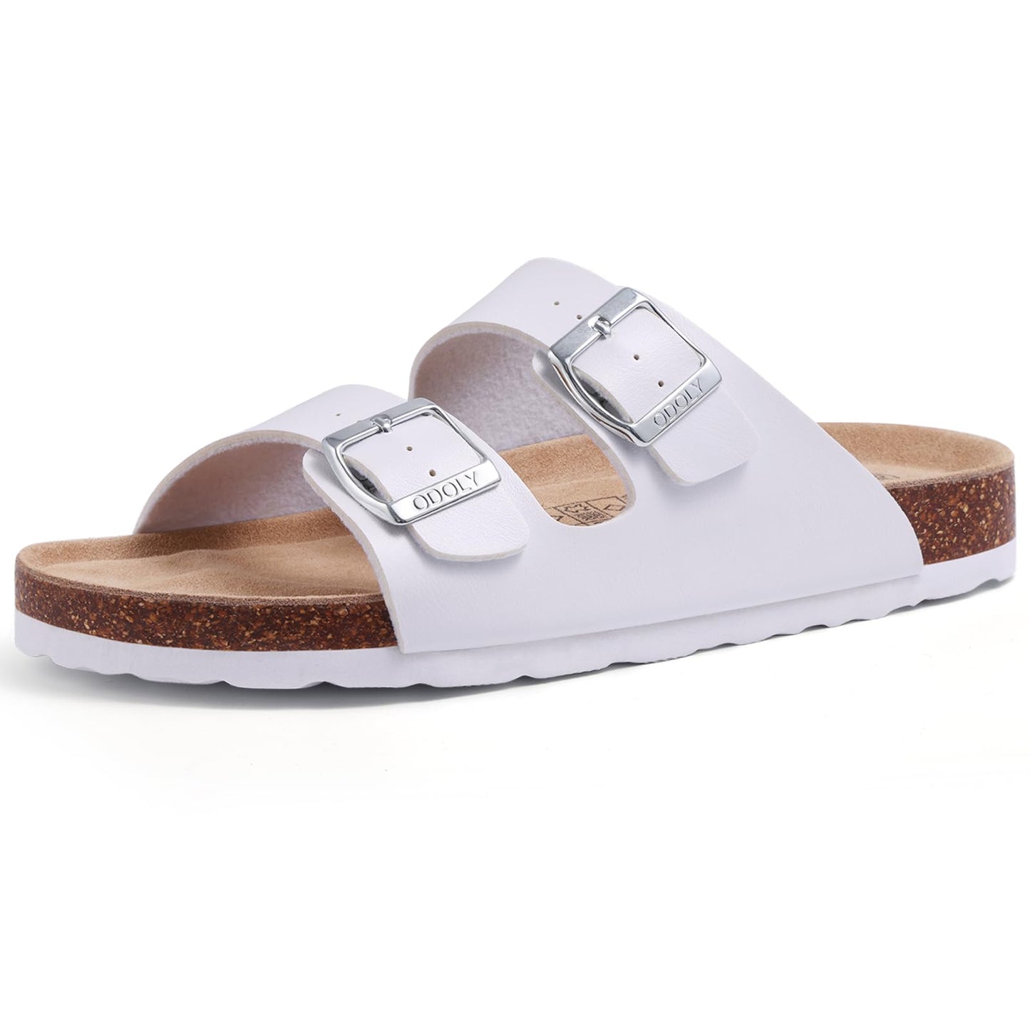 ODOLY Unisex Comfortable Cork Footbed Slide Sandals with Arch Support | Adjustable Buckle, Lightweight Summer Sandals for Travel and Everyday Wear