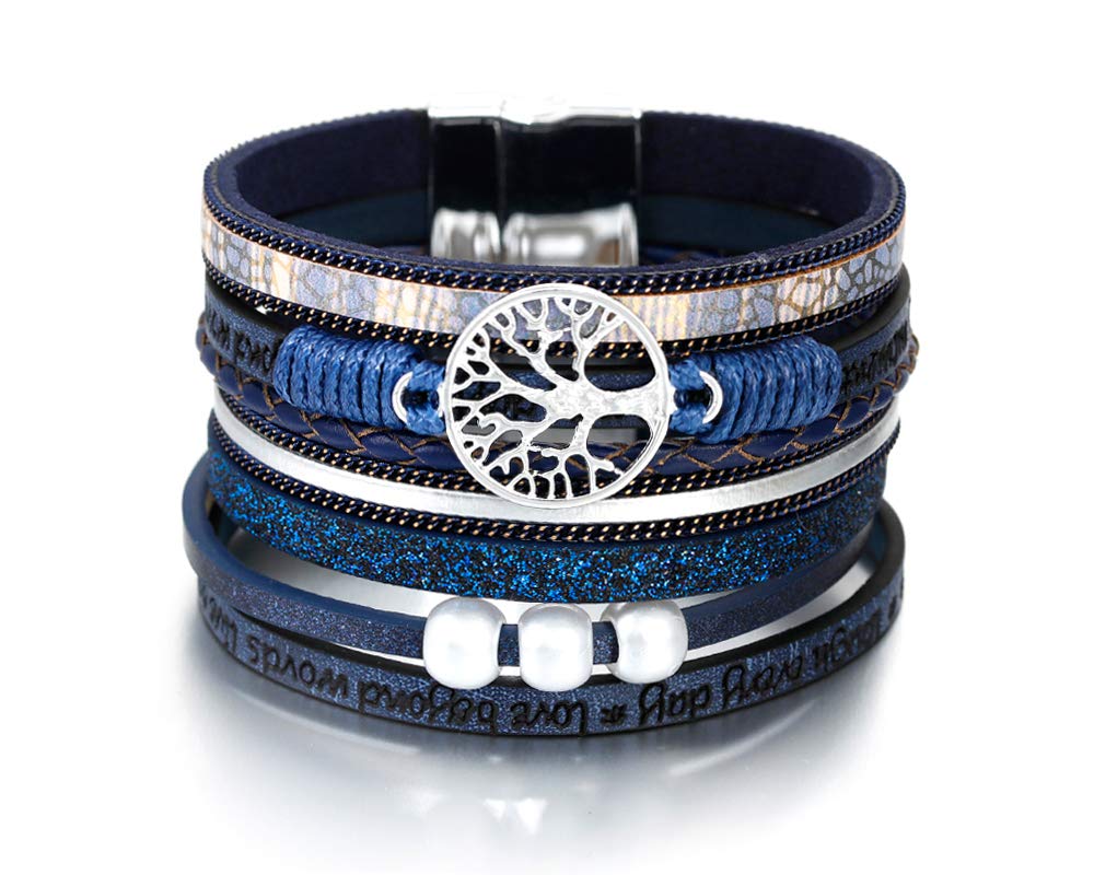 Fesciory Leather Wrap Bracelets for Women, Boho Western Layered Jewelry | Layered leather cuff bracelets, Easy on and off, Boho western style, Daily wear, Gift for women