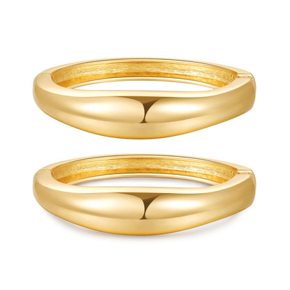 2pcs Gold Bangle Bracelets for Women, Trendy Hinged Cuff Open Wide Chunky Gold Bracelet Stack Arm Cuff Jewelry for Women
