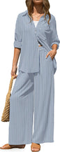 TARSE Womens Linen 2 Piece Outfits Casual Lounge Sets | Long Sleeve, Button Down Shirt and Wide Leg Pants, loose fit linen, vacation outfits with Pockets