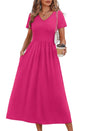 OFEEFAN Summer Dresses for Women Flowy Casual A-Line Midi Dress Beach Vacation Sundresses with Pockets S-2XL