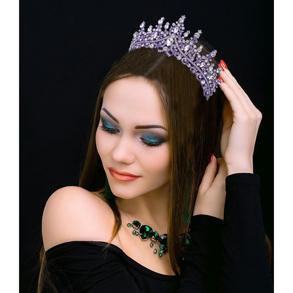 TOBATOBA Silver Wedding Crystal Tiaras and Crowns for Women, Bride Royal Queen Headband Princess Quinceanera Headpieces for Birthday Prom Pageant Party