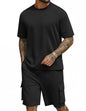 COOFANDY Men's Shirt and Shorts Set 2 Piece Fashion Summer Tracksuits Cotton Oversized T-Shirts Cargo Shorts Outfits