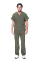 Dagacci Medical Uniform® Men's V-Neck Cargo Scrubs | Cotton Blend, Matching Top and Cargo Pants Set, 8 Pockets, Elastic Drawcord Waistband, for Men in Healthcare