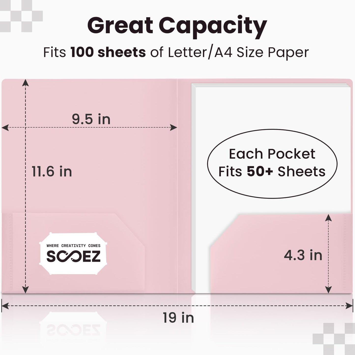Sooez 6Pack Folders with Pockets, Pastels Colors, Heavy Duty Pocket Folder, Plastic Folders with Pockets, 2-Pocket Folder Bulk, Aesthetic File Folder, Back to School Office Filing Supplies