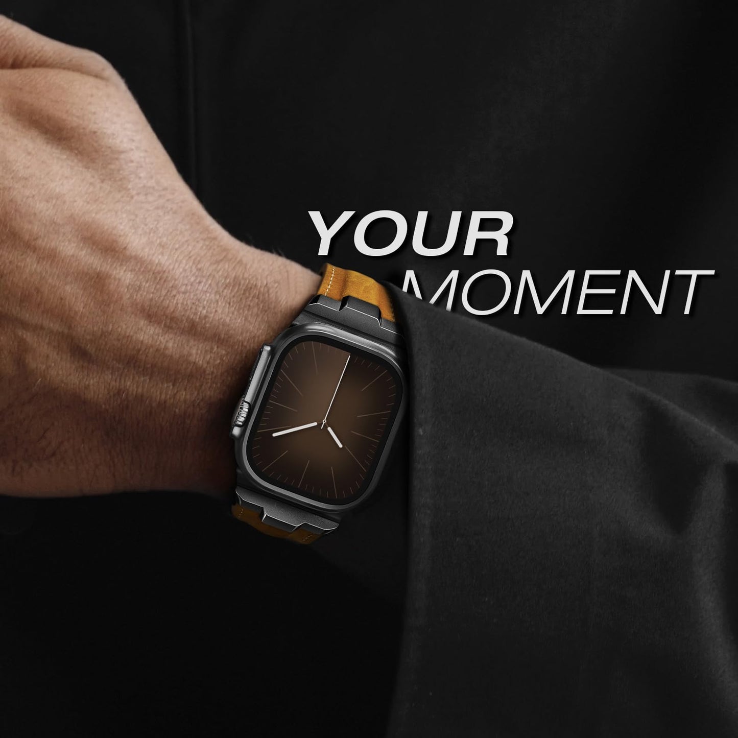 Leather bands Compatible With Apple Watch Ultra Band 49mm 46mm 45mm 44mm 42mm, Superior Genuine Leather Rugged Metal Connector Durable Strap for Men iWatch Ultra3 2 1,Series 11 10 9 8 7 6 5 4 3 SE3 SE