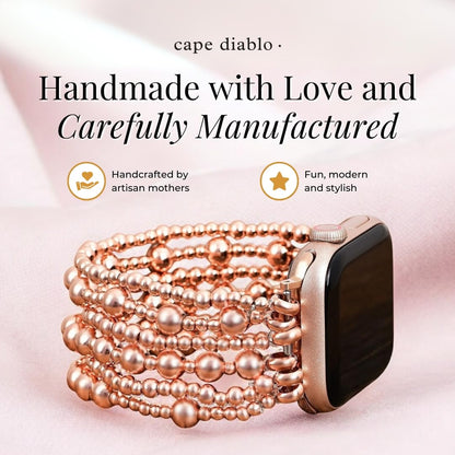 Cape Diablo Handmade Gemstone Watch Band for Women Compatible with Apple Watch 38mm 40mm 41mm 42mm 44mm 45mm, Boho Stretchable Strap Fits for iWatch Series 11/10/9/8/7/6/5/4/3/2/1 SE 3/2/1