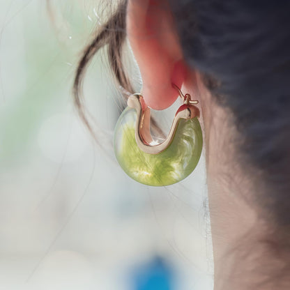 Chunky Gold Resin Hoop Earrings Leverback Statement Huggie Hoops Dangle Drop Dressy Earring Prom Festival Vacation Jewelry for Women