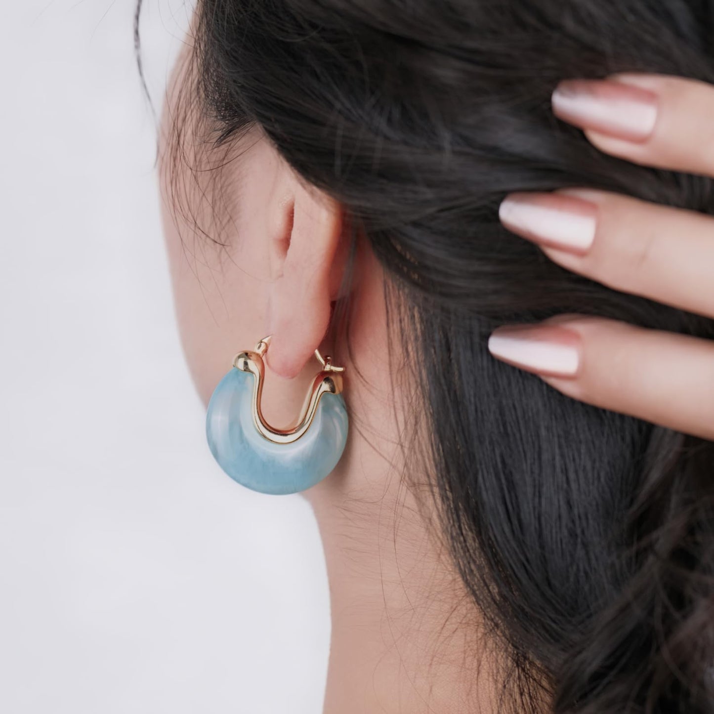 Chunky Gold Resin Hoop Earrings Leverback Statement Huggie Hoops Dangle Drop Dressy Earring Prom Festival Vacation Jewelry for Women