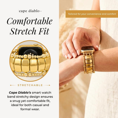 Cape Diablo Handmade Gemstone Watch Band for Women Compatible with Apple Watch 38mm 40mm 41mm 42mm 44mm 45mm, Boho Stretchable Strap Fits for iWatch Series 11/10/9/8/7/6/5/4/3/2/1 SE 3/2/1