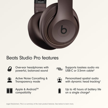 Beats Studio Pro Premium Wireless Over-Ear Headphones- Up to 40-Hour Battery Life, Active Noise Cancelling, Great for Travel & Commuting, Apple & Android Compatible - Exclusive Sand Gray