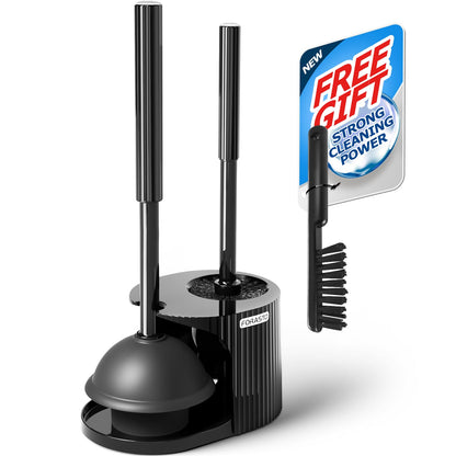 FORASTO 2 in 1 Toilet Plunger and Brush Set，Extended Handle Plunger，Toilet Bowl Brush Plunger Set, Bathroom Cleaning Tools ，Toilet Brush Plunger Combo，Cleaning Brush，Bathroom Cleaning Supplies
