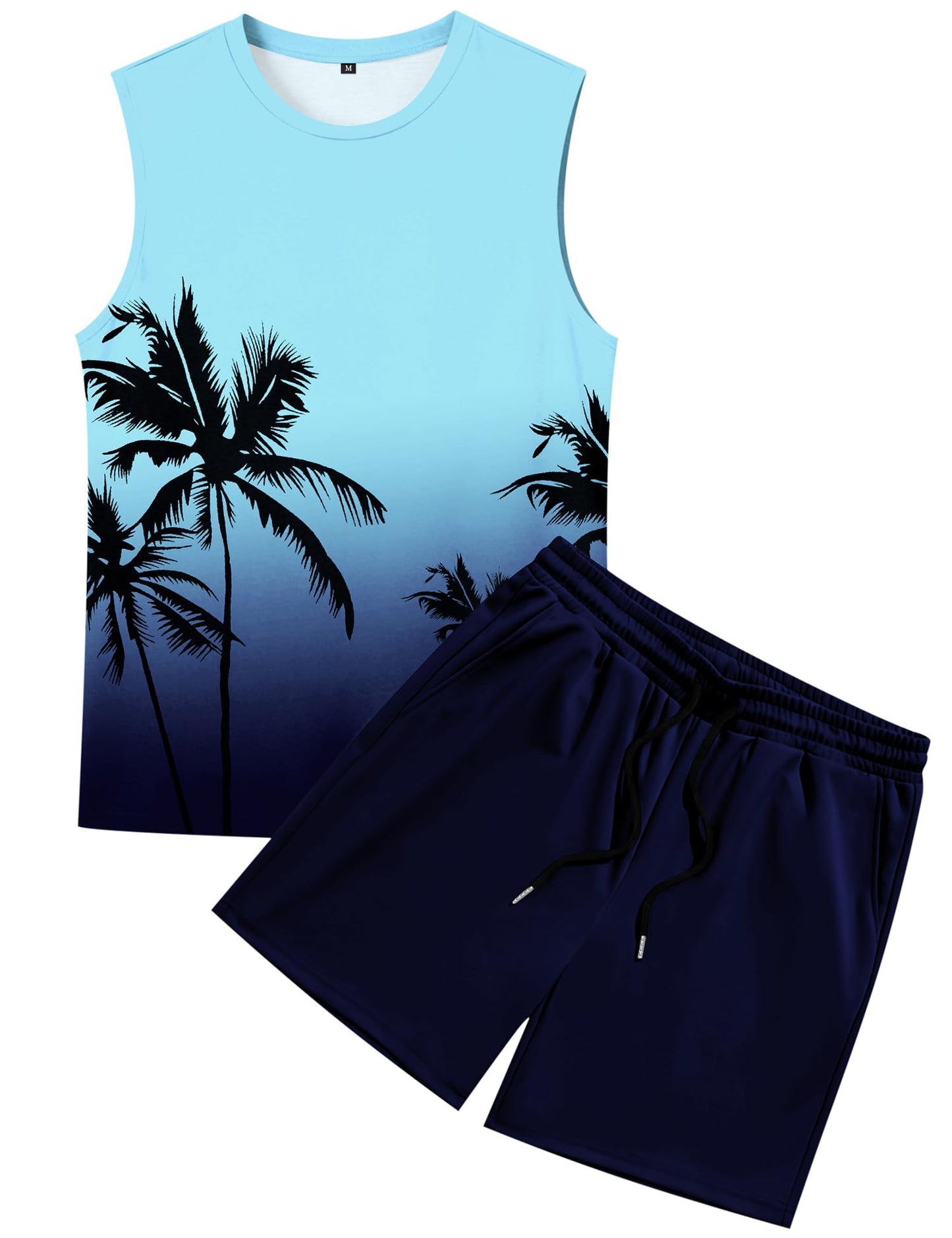LecGee Men's 2 Piece Hawaiian Tank Tops Tropical Floral Beach Sleeveless Round neck T-shirt Casual Daily Beach Summer