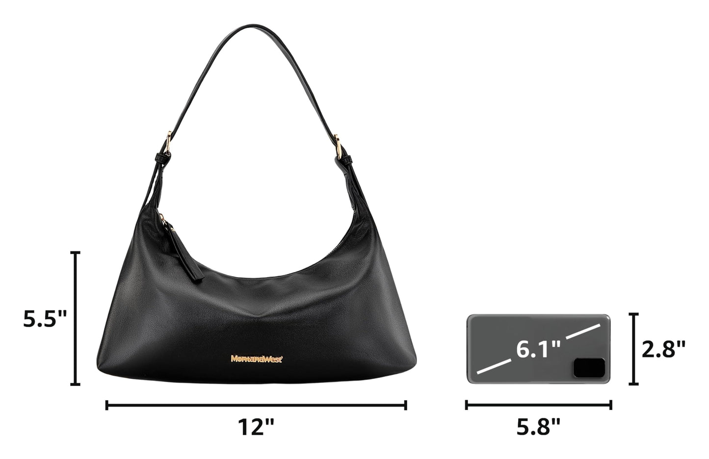 Montana West MEDIUM Shoulder Purses for Women Crescent Hobo Bags Trendy Purses