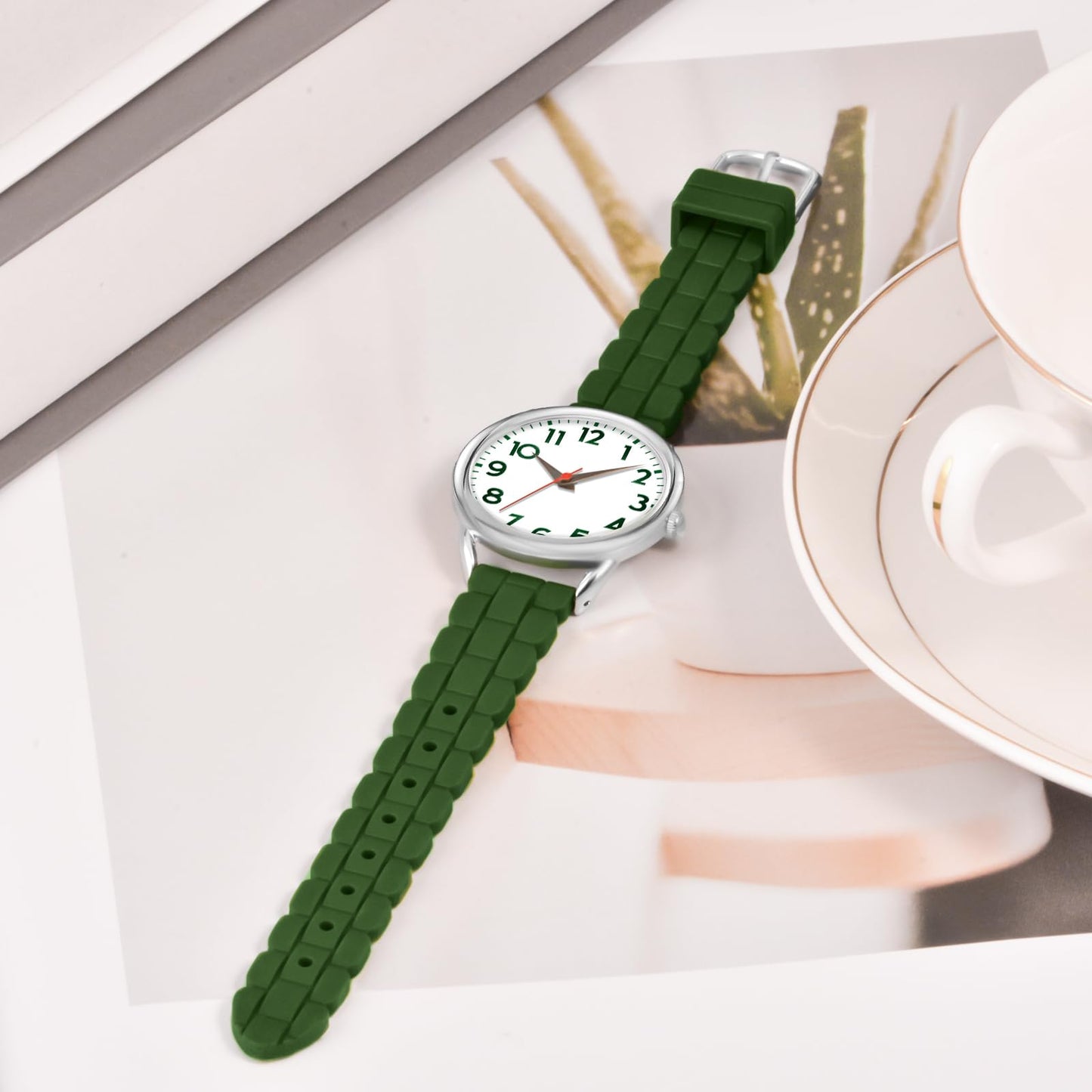 Bisley 35MM Watches for Women Big Face Easy Reader Silicone Strap Water Proof