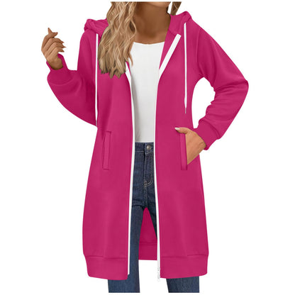 Long Hoodies for Women Zip Up Hooded Sweatshirt Jackets Lightweight Loose Comfort Fleece Fashion Fall Winter Clothes