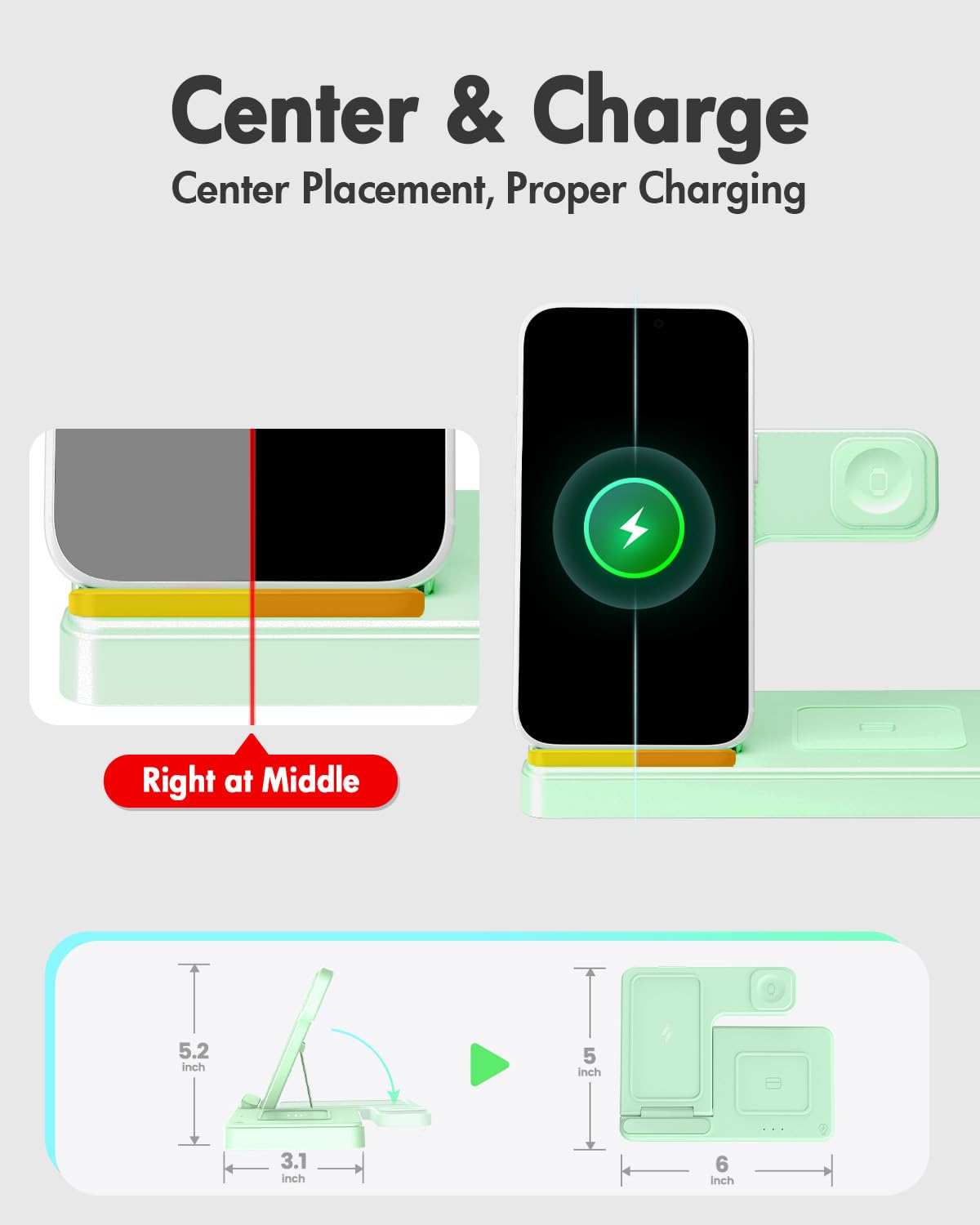 GETPALS Wireless Charger iPhone Charging Station for Apple Multiple Devices | 3 in 1 Charger Stand for iPhone 17 Pro Max 17e 16 16e 15 14 13 12 & Watch Series 11-2 SE Ultra & Airpods 4 3 Pro, Black