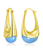 SNGIA Long Oval Chunky Dangle 18K Gold Plated Hoops with Colored Resin Gemstone Statement Earrings for Women, (Green, Brown, Light blue, Dark Blue), Bold Drop Handmade Exaggerated Irregular Trendy Bohemian Jewelry Gifts, Unique Dangling Teardrop Baroque S