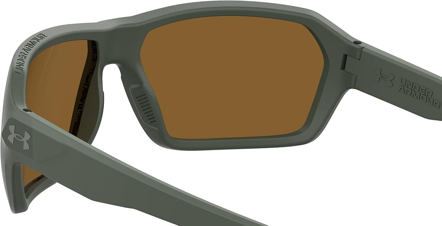 UA Recon Square Sunglasses, Baroque Green Frame w/ Polarized Brown HC Lenses (1374558)