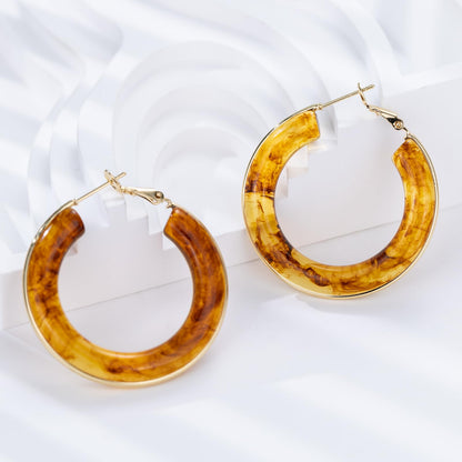 Chunky Gold Resin Hoop Earrings Leverback Statement Huggie Hoops Dangle Drop Dressy Earring Prom Festival Vacation Jewelry for Women