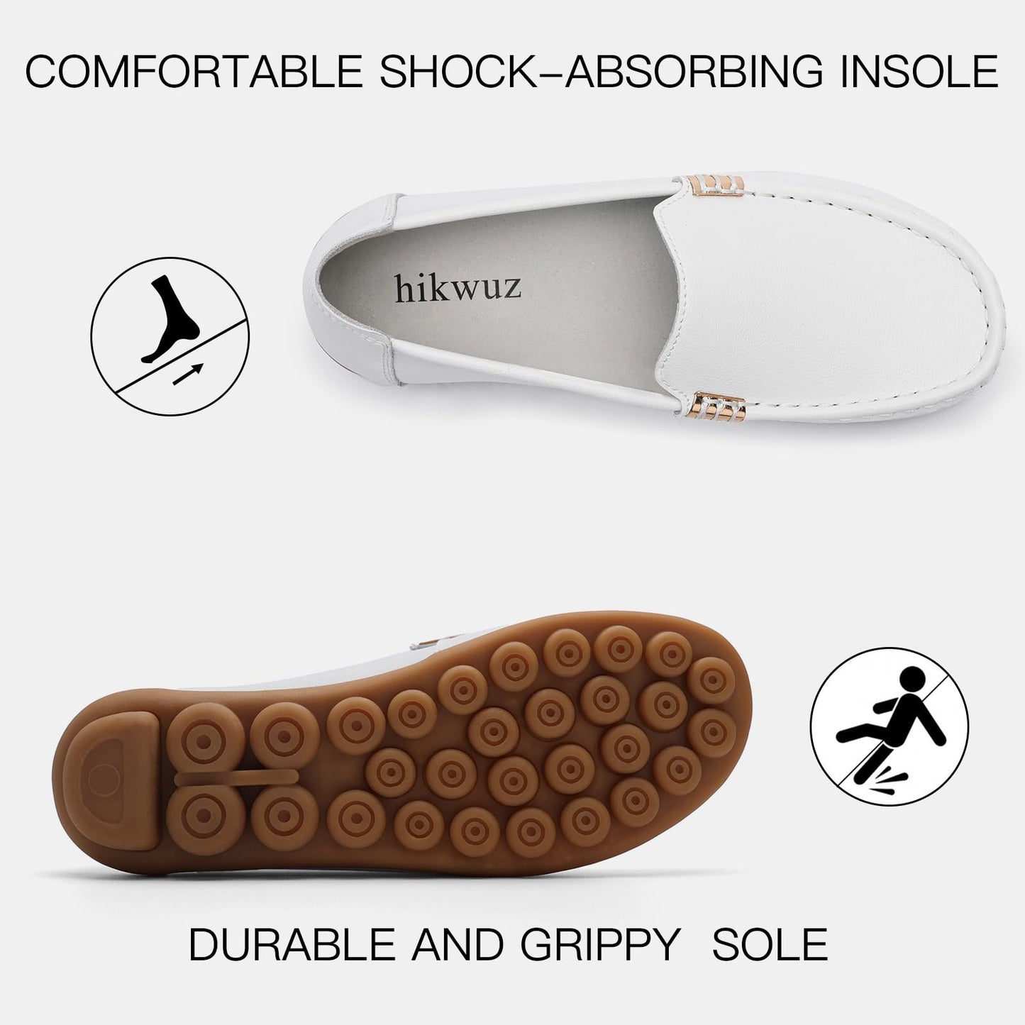 Women's Comfortable & Lightweight Leather Loafers Slip-Ons Driving Walking Mocs Boat Shoes Cute Business Casual Dress Shoes Work Flats for Women
