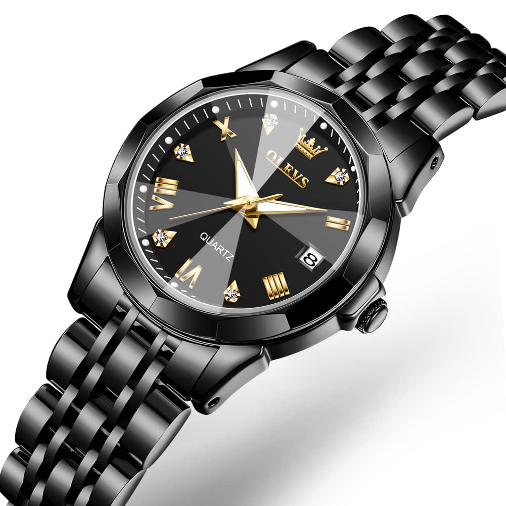 OLEVS Watches Women with Date Silver Stainless Steel Luxury Ladies Watches with Small Writs Diamond Watches for Women Waterproof Elegant Dress Quartz Analog Women's Wrist Watches Reloj de Mujer